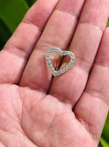 Heart 14k Solid Gold Belly Button Navel Ring w/ Genuine Diamonds Piercing Jewely - Picture 1 of 4