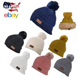 NWT Chenille Knit Super Soft Pom Pom Baggy Slouchy Sherpa Fuzzy Lining Beanie Xo - Picture 1 of 15