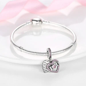 Pulsera MULA Europea I LOVE YOU HÁGALO USTED MISMO Dije Circonita cúbica para Mujer Plata de Ley 925 - Imagen 1 de 8
