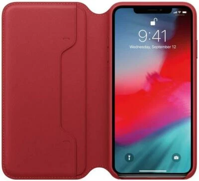 Originale/Originale Apple IPHONE XS Max Pelle Custodia Folio - Rosso - Nuovo - Immagine 1 di 4