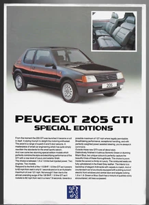 Peugeot 205 GTi 1.6 & 1.9 Special Editions 1989-1990 UK Single Sheet Brochure - Picture 1 of 2