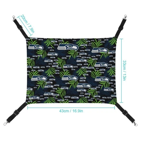 Seattle Seahawks Portable Travel Pet Hammock Cat Hanging Bed Hammock Mat Cover