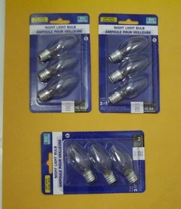 (9) 7 watt Clear night light bulbs candelabra base **NEW** 7W C7 base - Picture 1 of 1
