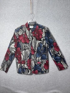 Alfred Dunner Size 18 Red Blue Textured Zip Front Jacket - Picture 1 of 9