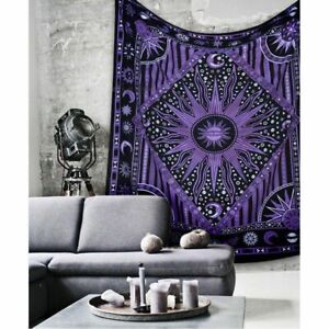 Queen Ethnic Printed Wall Hanging Tapestry Indian Cotton Decorative bedspread