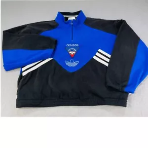 Suéter de fútbol vintage Adidas para hombre de gran tamaño mediano F180 azul a rayas polar pesado - Imagen 1 de 9