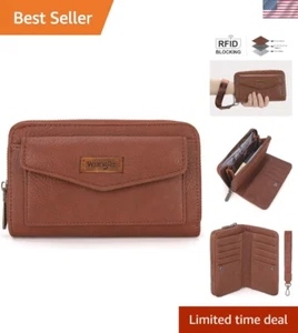 Large Capacity RFID Wallet for Women - Elegant Wristlet & Coin Purse Design - Picture 1 of 8