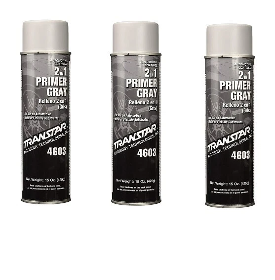 Transtar 2 en 1 Auto Body Primer Gris Lata Spray Aerosol, 4603 (Paquete de 3) Foto 1 de 1