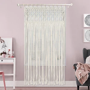 Cortina de borla tejida estilo bohemio tapiz colgante de pared cortinas de ventana decoración - Imagen 1 de 20
