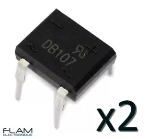 2x Pont de diode DB107 1A 1000V DIP4 - 2pcs Single Phase Diode Rectifier Bridge - Foto 1 di 2