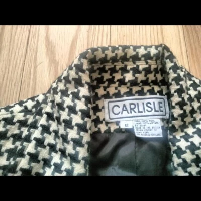 Vintage Carlisle 100% Wool Jacket Blazer Sz 12 Black and White - Image 1 of 4