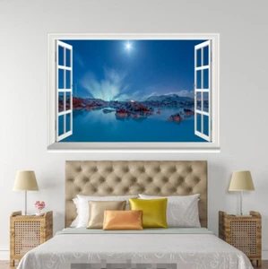 3D Moonlight Night 0136 Open Windows WallPaper mural impresión de pared AJ Jenny - Imagen 1 de 2
