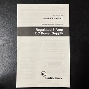 Radio Shack Manual Regulated 3-Amp DC Power Supply Instructions [M1] - Picture 1 of 2