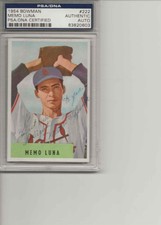 MEMO LUNA SIGNED AUTO'D 1954 BOWMAN CARD #222 PSA/DNA COA ST LOUIS CARDINALS