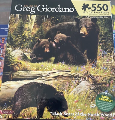 Rompecabezas GregGiordano Black Bears of the Northern Woods 18x24 550 piezas SELLADO Foto 1 de 3