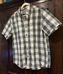 Camicia Carhartt Relaxed Fit verde a quadri manica corta con bottoni 100% cotone L - Foto 1 di 5