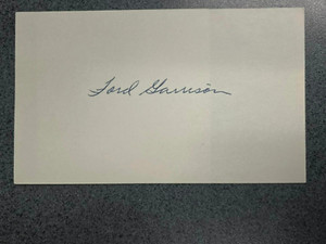 Ford Garrison autographed 3 x 5 index card MLB Guaranteed Pass