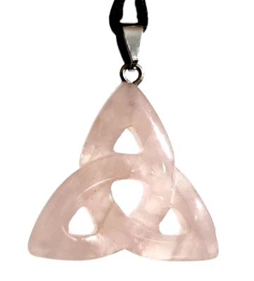 Collar Colgante Triquetra Cuarzo Rosa Nudo Trinidad Piedras Preciosas Cristal Joyería Foto 1 de 4