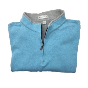 Peter Millar Sweater Mens Large Blue Crown Comfort Quarter Zip Golf Pullover - Picture 1 of 11