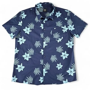 Original Deluxe Supply Mens 2XL Hawaiian Button Up Shirt Floral Blue Pocket - Picture 1 of 9