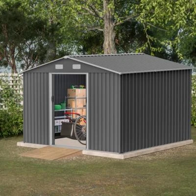 Outdoor Storage Shed 10X8 FT with Metal Foundation & Lockable Doors for Garden - Image 1 of 4