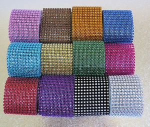 6cm Multi Colors Bling Diamante Diamond Rhinestone Mesh Ribbon Crystal Wrap - Picture 1 of 14