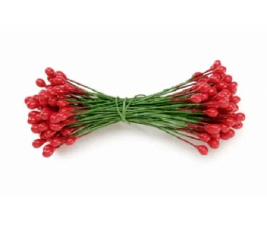 144 Holly Berries 1/4 inch w/wire stems Holiday or Christmas, Floral decorations - Image 1 of 1