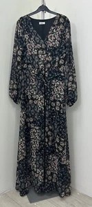 Ladies Ex Yessica Floral Belted Chiffon Maxi Dress Size 12 - Picture 1 of 5