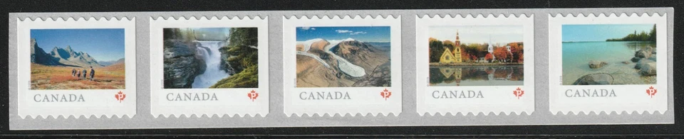 Canadá #3143a, de lejos y de ancho, tira de 5 estampillas de bobina grande, MNH 2019 Foto 1 de 1