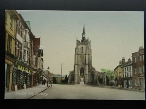 Postal Suffolk SUDBURY Market Hill que muestra la Iglesia de San Pedro c1906 - Imagen 1 de 2