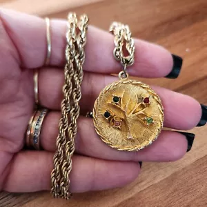Collana albero della vita con strass vintage tono oro catena 18" - Foto 1 di 7