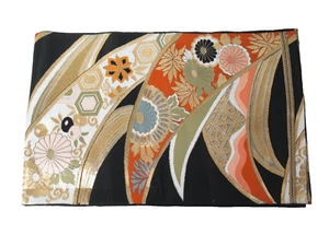 Cinturón japonés antiguo vintage brocado seda Fukuro Obi faja kimono textil - Imagen 1 de 3
