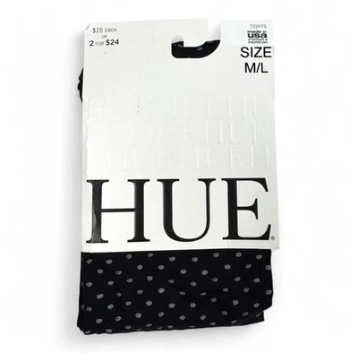 Hue Tights Womens Size M / L Black With Small Gray Polka Dots - Image 1 of 3