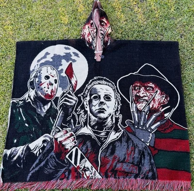 Horror Movie  Adult Alpaca Poncho,Unisex One Size. Made In Ecuador - Image 1 of 4