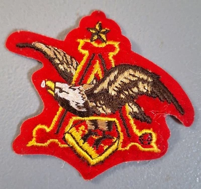 Vintage 3” Anheuser Busch "A" Iron-On Patch, Red, Eagle, Embroidered Cloth - Image 1 of 3