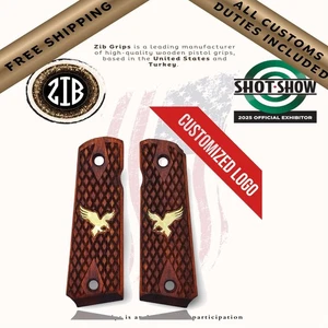 Empuñaduras Zib serie madera empuñaduras de pistola para Colt 1911, logotipo medallón de metal - Imagen 1 de 8