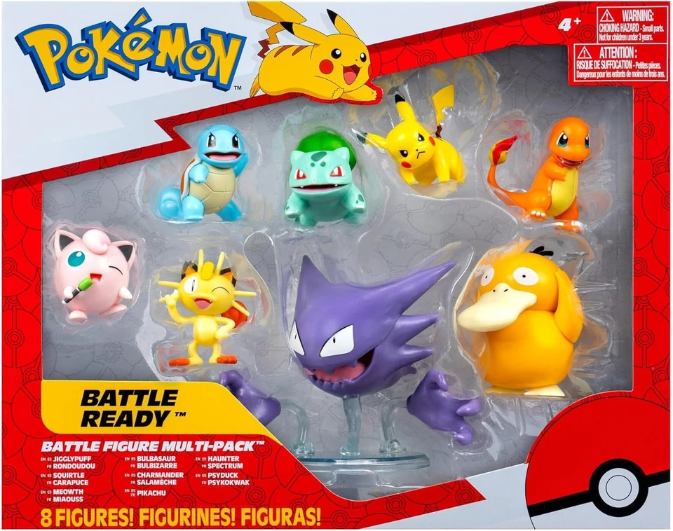 Figura Pokemon lista para la batalla 8 paquete múltiple Haunter Meowth Psyduck Jigglypuff Foto 1 de 1