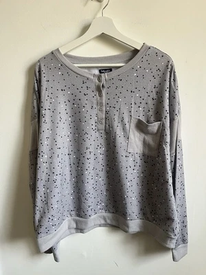 NUEVO SIN ETIQUETAS Espléndida Sudadera Moteada Para Mujer Salón Dormir Top Pijama Gris Talla XXL Foto 1 de 4