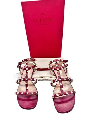 Sandalias Rockstud Valentino Garavani, Zapatos de Cuero con Tachuelas, Zapatos Planos... Foto 1 de 4