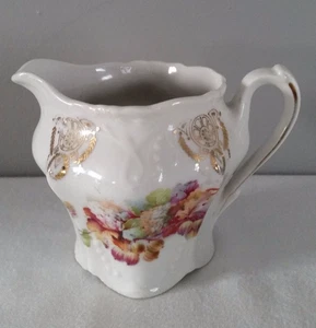 Antique Red Lion Mark Lehmann Arzberg Bavaria Germany Floral Creamer Pitcher - Picture 1 of 8