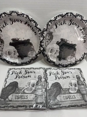 Juego de platos y servilletas de fiesta de Halloween “Elige tu veneno” Nuevo Foto 1 de 4
