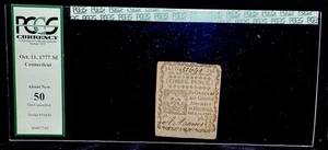 1777 Connecticut American Revolution Colonial Continental Note Currency, PMG 50 - Picture 1 of 6