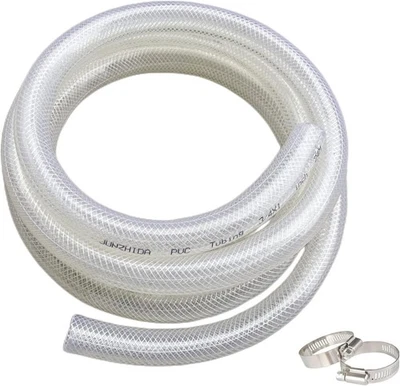 10FT Braided Clear PVC Tubing – 3/4"ID x 1"OD, Heavy-Duty Flexible Vinyl Hose - Image 1 of 4