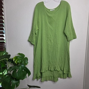 Abito Bryn Walker USA cotone verde orlo con volant vestito oversize piccolo - Foto 1 di 9