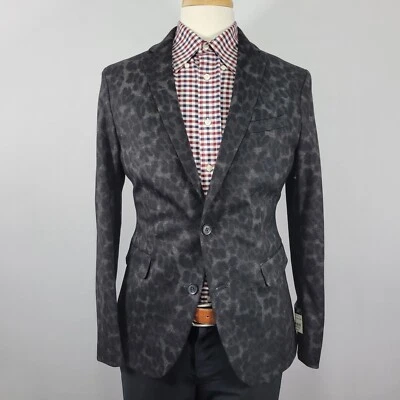 Abrigo Blazer Deportivo Para Hombre J.Ferrar Dos Botones Gris Leopardo Sin Estructura DELGADO 36R Foto 1 de 4