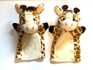 2 Zwillings Melissa und Doug Giraffe Handpuppen Plüschtier Stofftier Zootier - Bild 1 von 10