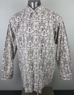 Camisa Para Hombres Ariat Marrón Geométrica Manga Larga Botón Frontal Western Talla XL Algodón Foto 1 de 4