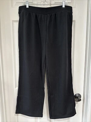 Isaac Mizrahi Live! Petite LG Soho Plushed Back Pants Ribbed Detail Black NEW - Image 1 of 4