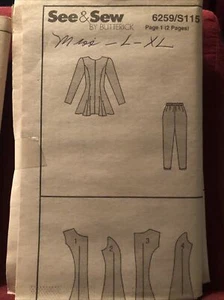Butterick See&Sew 6259 Misses' Top und Leggings Muster Gr. L-XL ungeschnitten - Bild 1 von 1