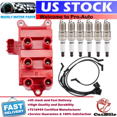 Bobina de encendido y bujía de iridio y cable para Ford Windstar 3,8 L 2001-2003 FD498 Foto 1 de 4